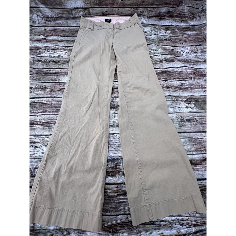 J Crew Stretch City Fit Women's Size 0S Short Khaki Wide Leg Pants Trousers